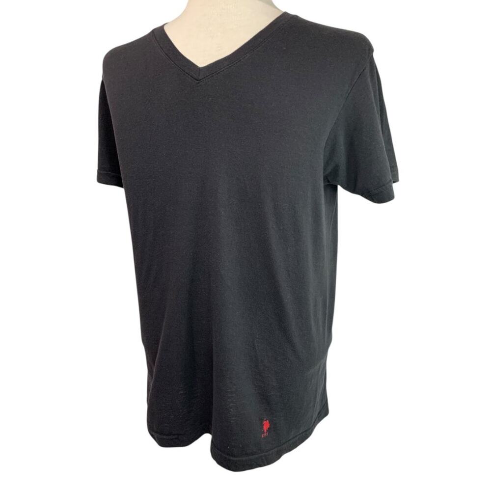 Size Medium US Polo Assn Mens Black V-Neck Tshirt Short Sleeve